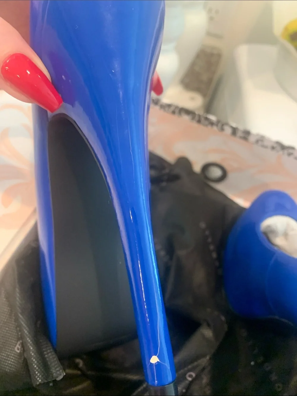 Pleaser Blue Patent Mary Jane Platform Heels